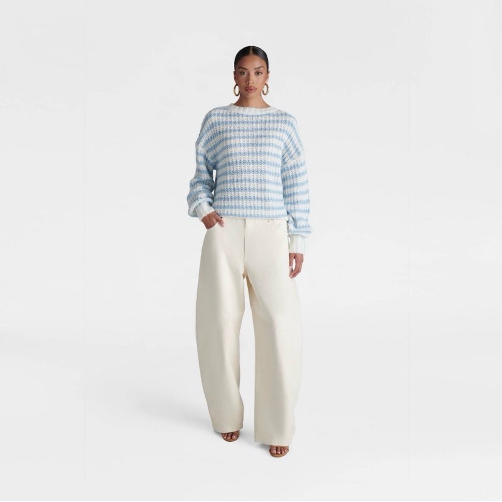 The Oversized Drop Shoulder Striped Crewneck Sweater KBB by Kahlana NWT szM - Picture 3 of 3